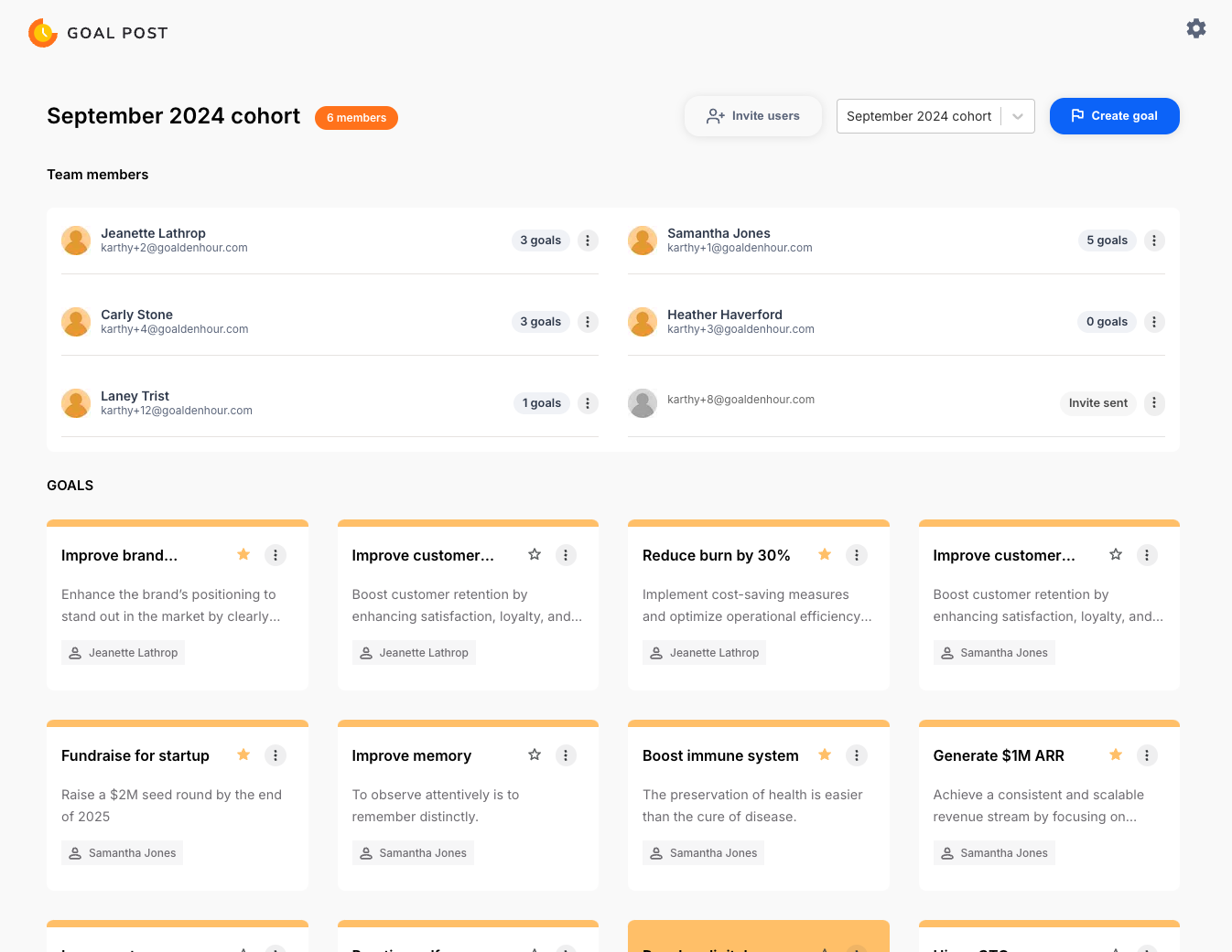 Goal Post Platform Interface